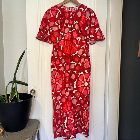 RHODE Dresses & Skirts - Rhode by Target Red Floral Midi Dress - Women's Elegant Patterned Dress